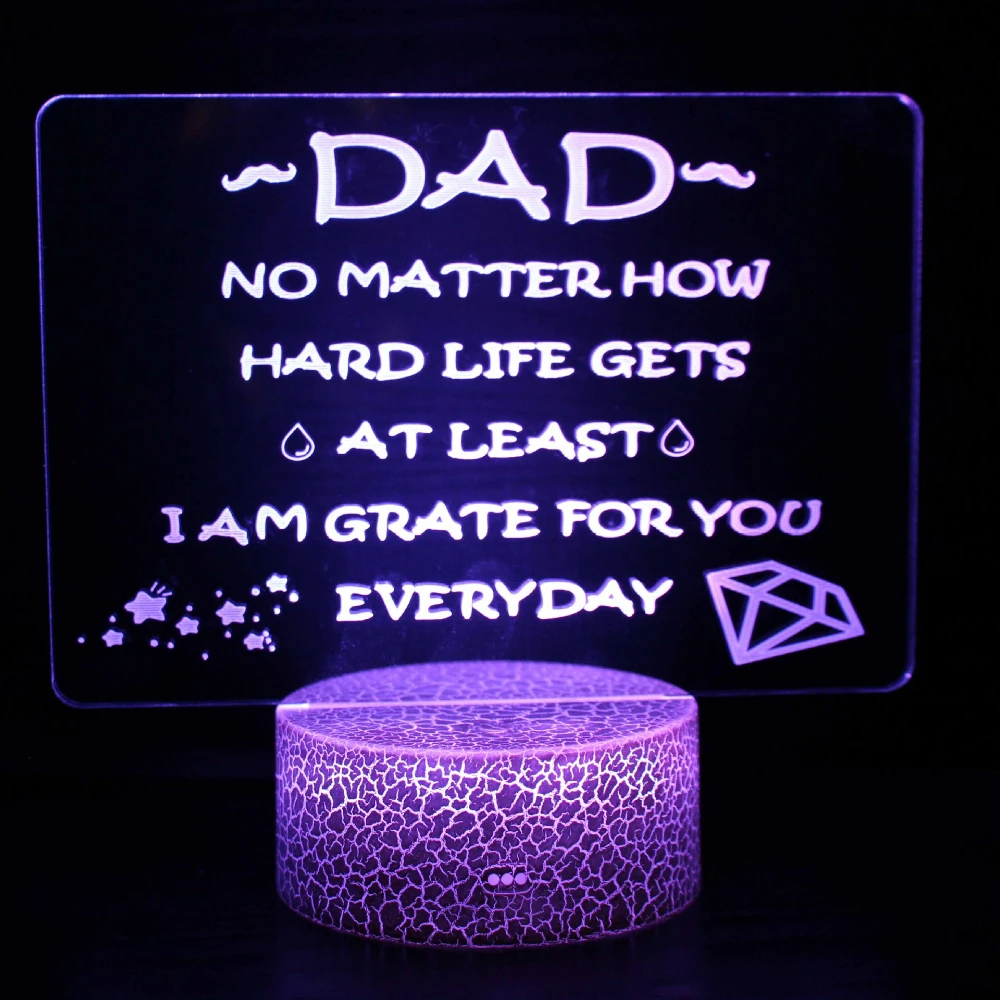 Grateful Father Creative 3D Night Light LED Acrylic Illusion Lamp Color Changing Decoration Birthday Father's Day Gift for Dad
Grateful Father Creative 3D Night Light LED Acrylic Illusion Lamp Color Changing Decoration Birthday Father's Day Gift for Dad
