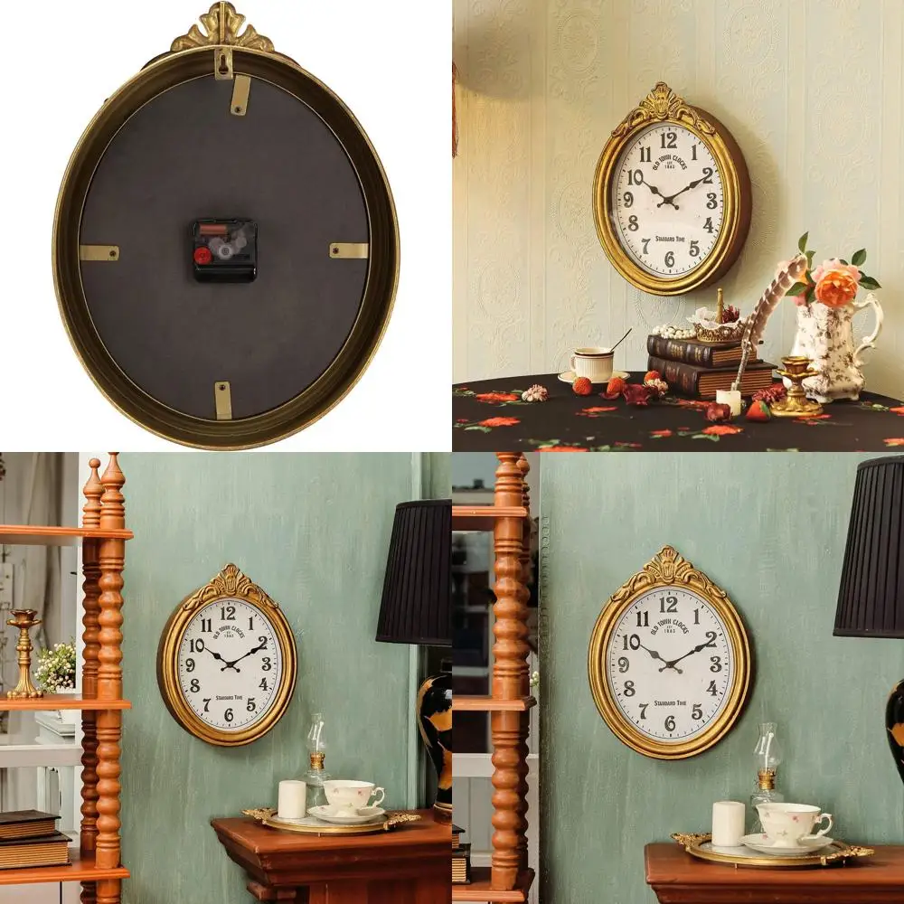 Vintage Wall Clock, European Style Decorative Clock Retro Oval Large Clock Silent Non-Ticking Elegant Home Decor Gold Wall Clock
Vintage Wall Clock, European Style Decorative Clock Retro Oval Large Clock Silent Non-Ticking Elegant Home Decor Gold Wall Clock