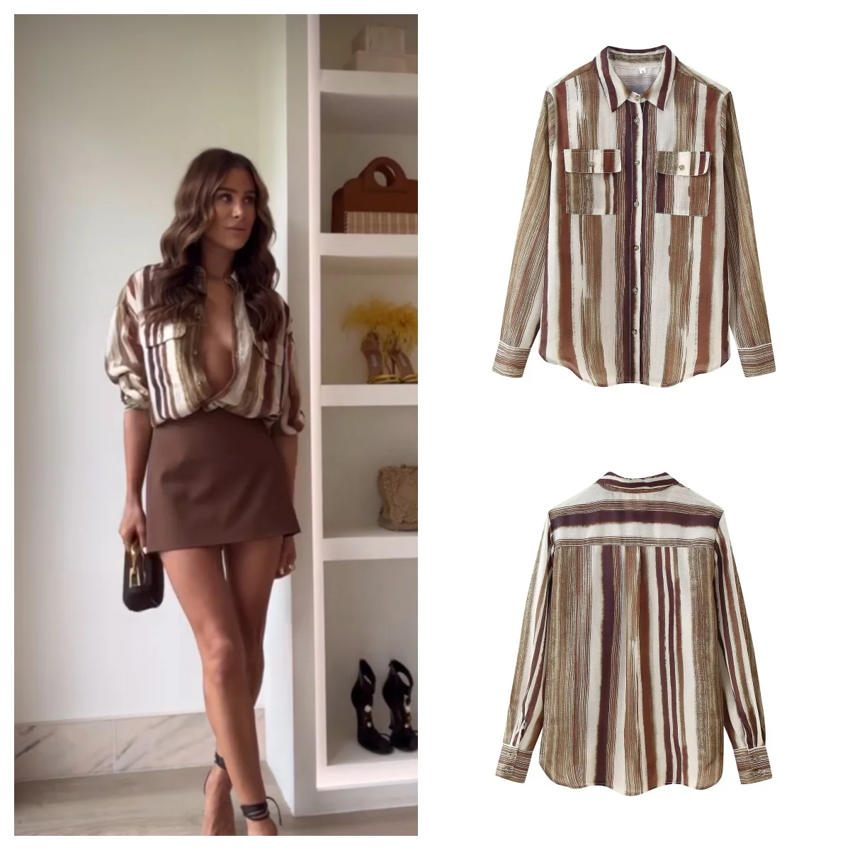European and American style 2025 new fashion versatile loose casual long-sleeved striped shirt
European and American style 2025 new fashion versatile loose casual long-sleeved striped shirt