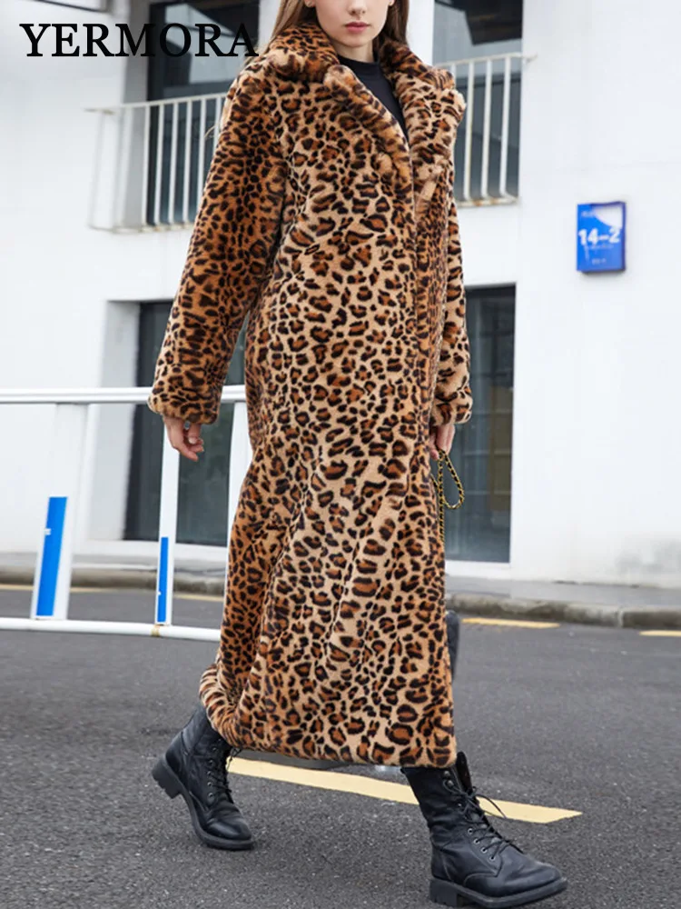 YERMORA Women Leopard Pattern Fake Fur Woolen Coat Lapel Long Sleeve Loose New Overcoat Fashion Tide Autumn Winter 2025
YERMORA Women Leopard Pattern Fake Fur Woolen Coat Lapel Long Sleeve Loose New Overcoat Fashion Tide Autumn Winter 2025