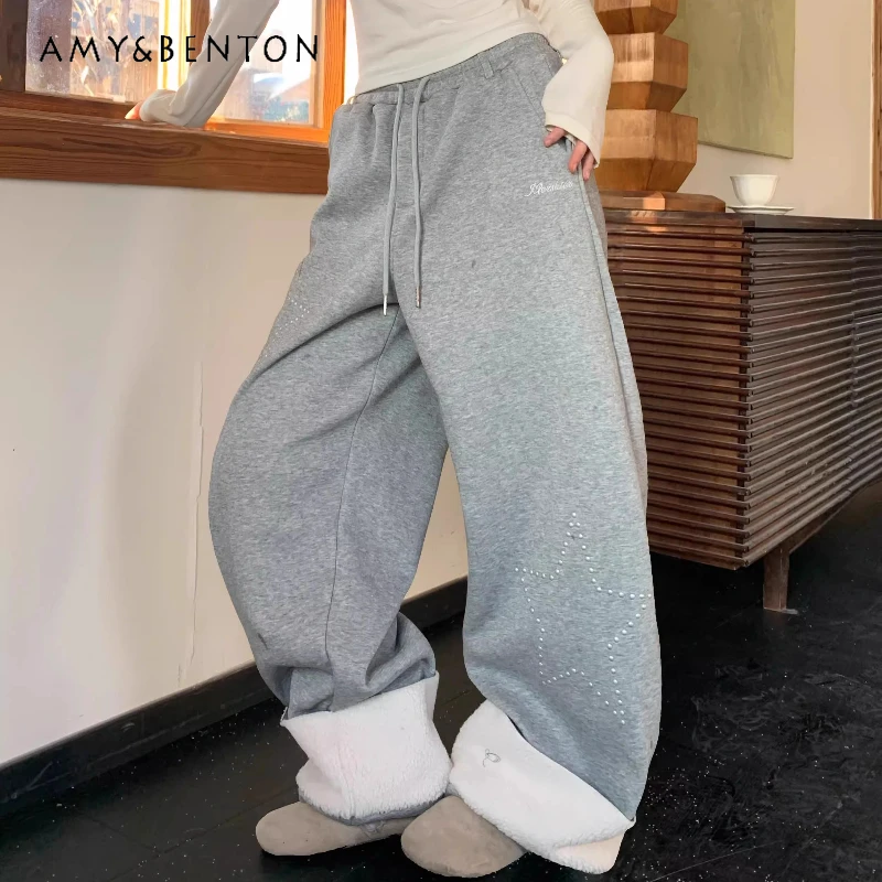 Vintage Design Star Pattern Lamb Wool Splicing Women's Pants Autumn Winter Versatile Fleece Lined Warm Wide-Leg Trousers Ladies
Vintage Design Star Pattern Lamb Wool Splicing Women's Pants Autumn Winter Versatile Fleece Lined Warm Wide-Leg Trousers Ladies