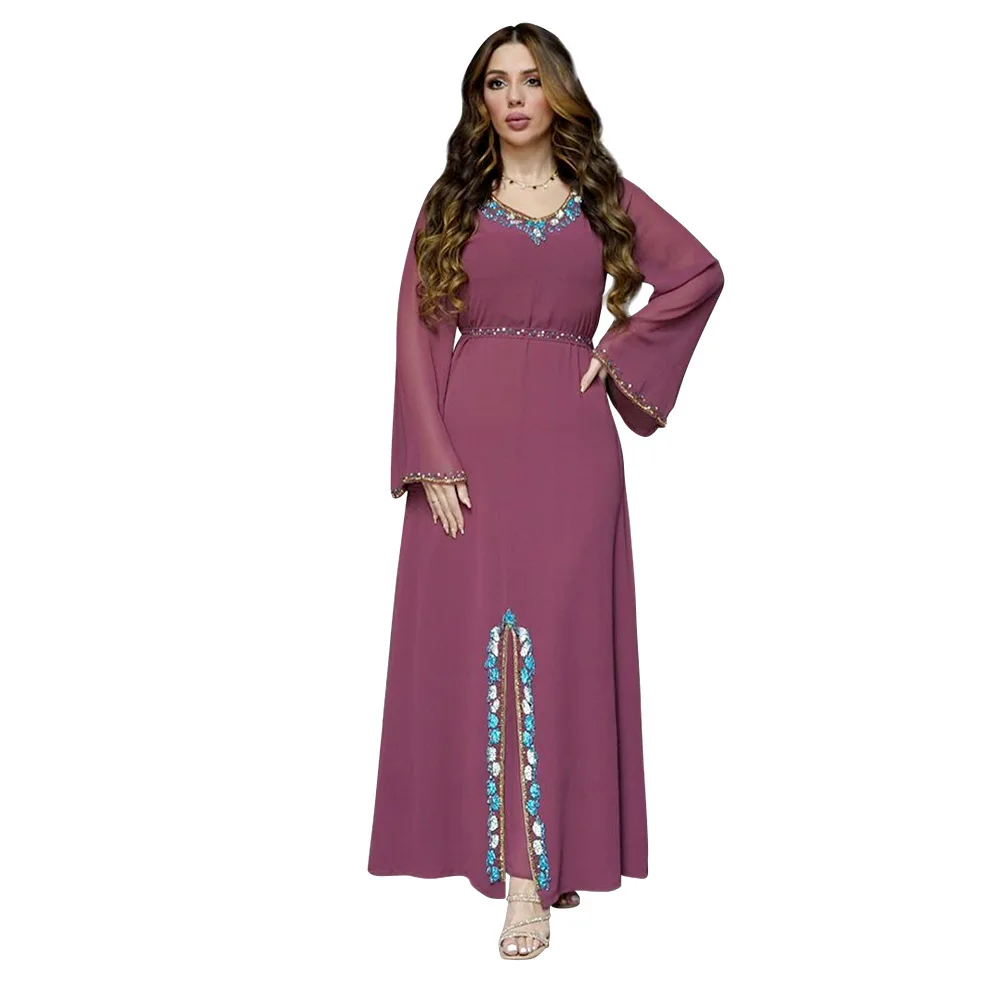 2023 Summer Fashion Style Muslim Women Long Sleeve V-neck Polyester Long Dresses Abayas for Women Muslim Dress
2023 Summer Fashion Style Muslim Women Long Sleeve V-neck Polyester Long Dresses Abayas for Women Muslim Dress