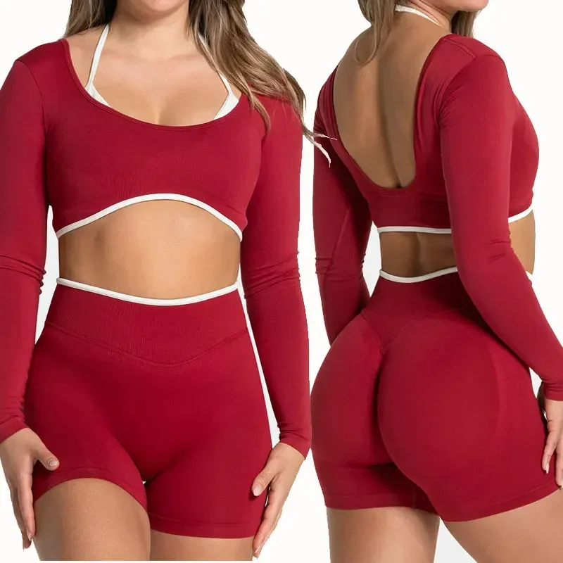 Seamless Fake Two-piece Long Sleeved Yoga Top Women's Running and Fitness Sports Top Yoga Suit Top
Seamless Fake Two-piece Long Sleeved Yoga Top Women's Running and Fitness Sports Top Yoga Suit Top