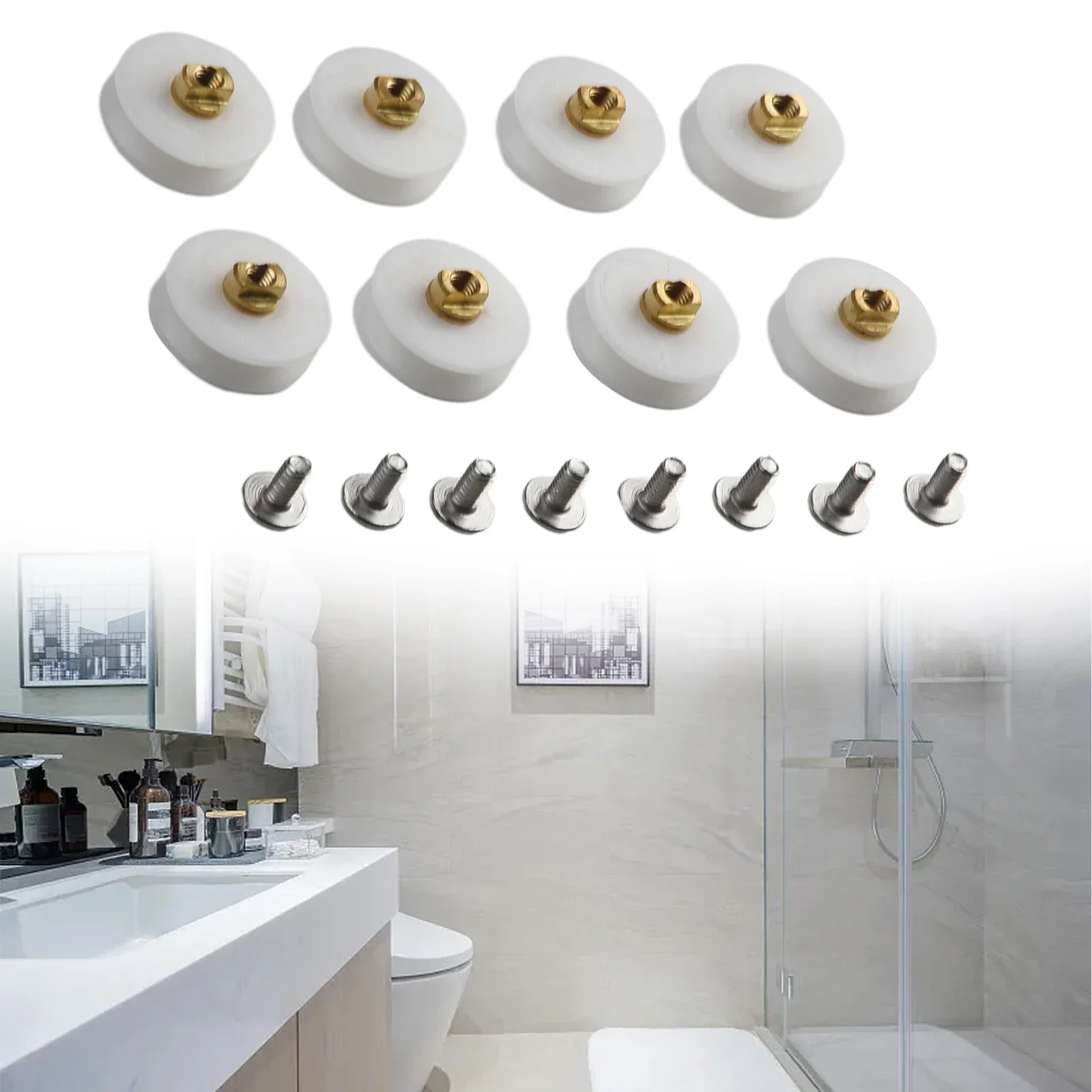 Water Resistant and Long Lasting, 8pcs Replacement Rollers for Glass Doors, Nylon + Brass + Ball Bearing, 22 5mm Diameter
Water Resistant and Long Lasting, 8pcs Replacement Rollers for Glass Doors, Nylon + Brass + Ball Bearing, 22 5mm Diameter