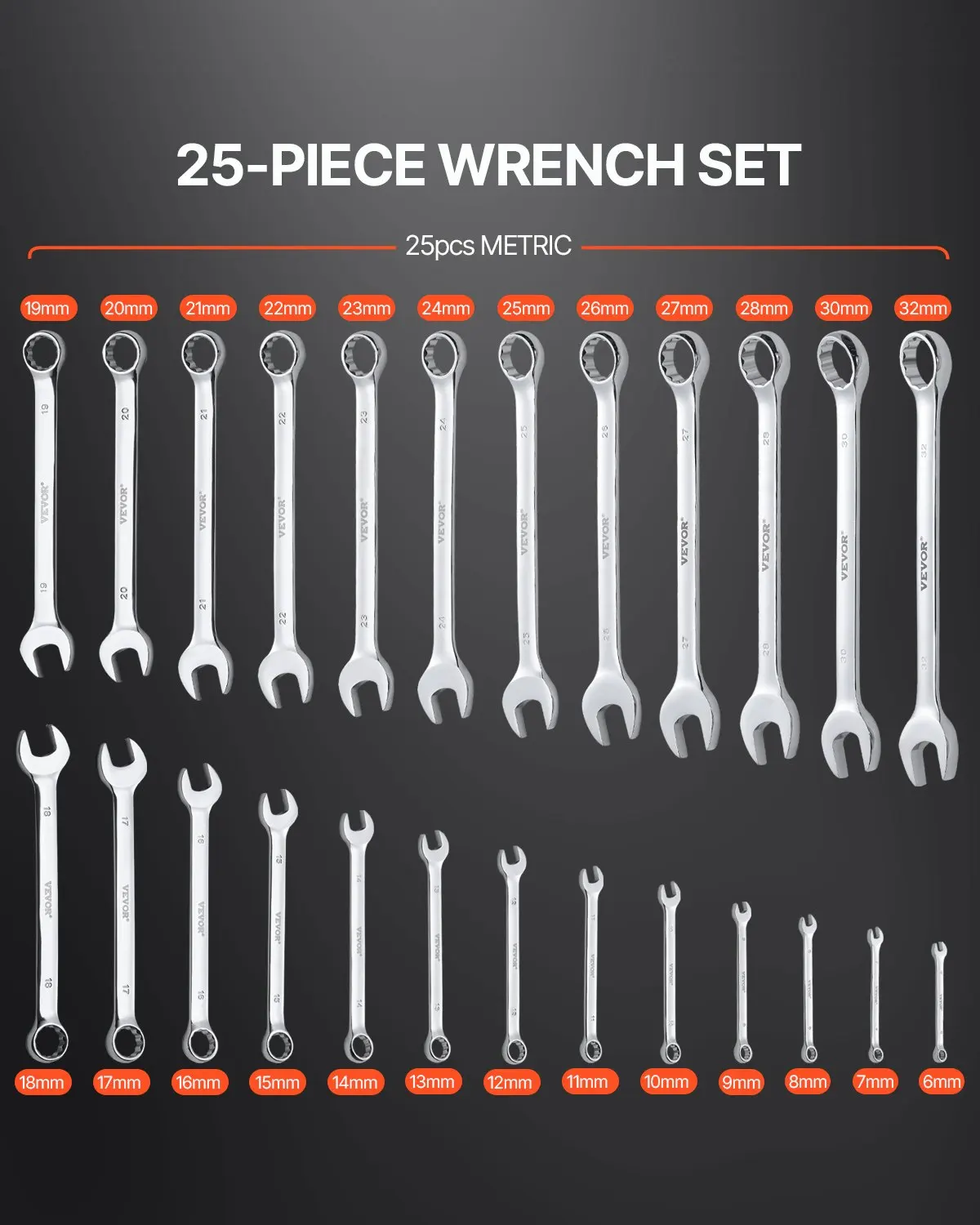 Combination Wrench Set, 25-Piece Open End Wrench Set With Roll-up Pouch, Carbon Steel Wrench Set Metric 6 Mm To 32 Mm, Ideal
Combination Wrench Set, 25-Piece Open End Wrench Set With Roll-up Pouch, Carbon Steel Wrench Set Metric 6 Mm To 32 Mm, Ideal