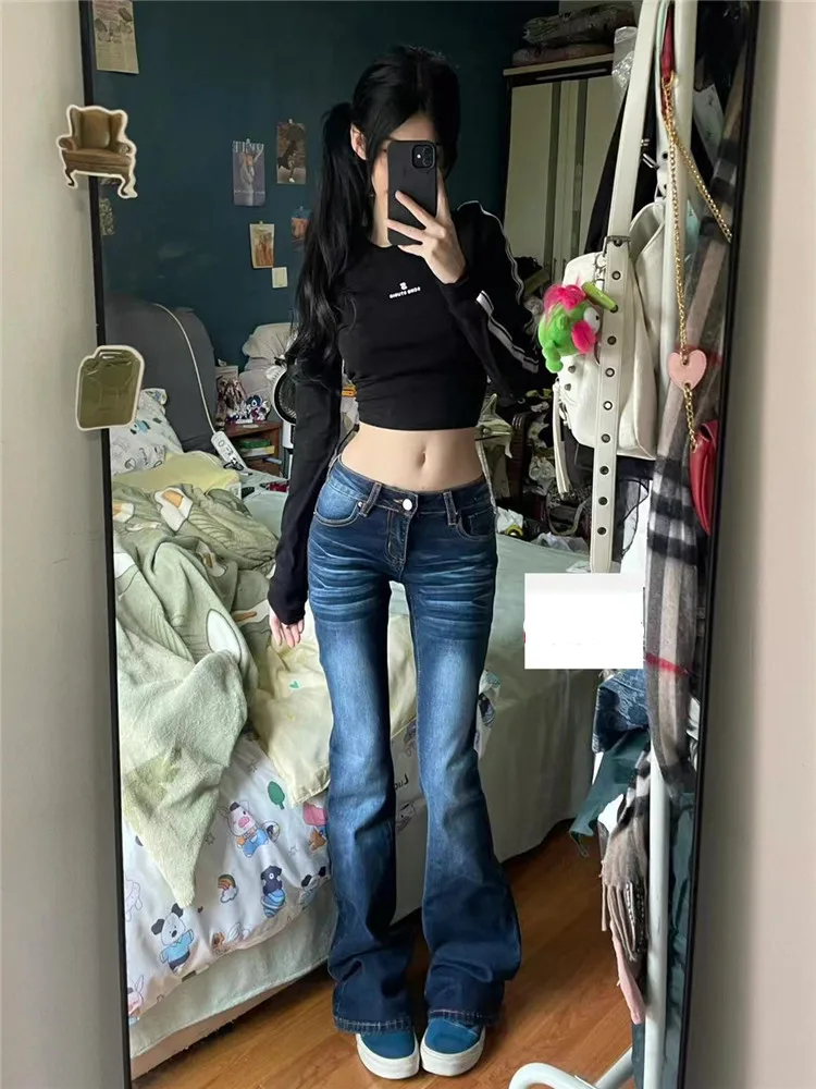 Extended Length Retro Blue Low Waist Flared Jeans Women's Spring Autumn Slimming Design Floor-Length Pants High Waist
Extended Length Retro Blue Low Waist Flared Jeans Women's Spring Autumn Slimming Design Floor-Length Pants High Waist