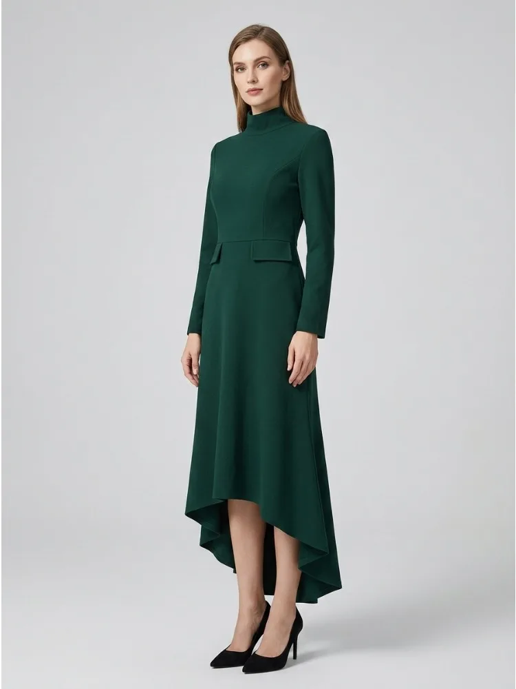 Freeacy Women's Dark Green High Neck Midi Dress Long Sleeve High-Low Mermaid Hem Formal Office Wear 2026 Stylish Party Dresses
Freeacy Women's Dark Green High Neck Midi Dress Long Sleeve High-Low Mermaid Hem Formal Office Wear 2026 Stylish Party Dresses