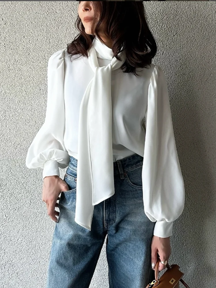 2025 Spring Autumn Simple Office Lady Blouse Female Shirt Bow Tops Lantern Sleeve Casual Elegant oose Blouses Women
2025 Spring Autumn Simple Office Lady Blouse Female Shirt Bow Tops Lantern Sleeve Casual Elegant oose Blouses Women