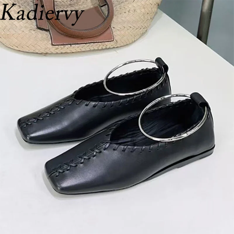2026 Spring Flat Shoes For Women Genuine Leather Sewing Square Toe Women's Shoes Metal Foot Ring Office Commuting Shoes Woman
2026 Spring Flat Shoes For Women Genuine Leather Sewing Square Toe Women's Shoes Metal Foot Ring Office Commuting Shoes Woman