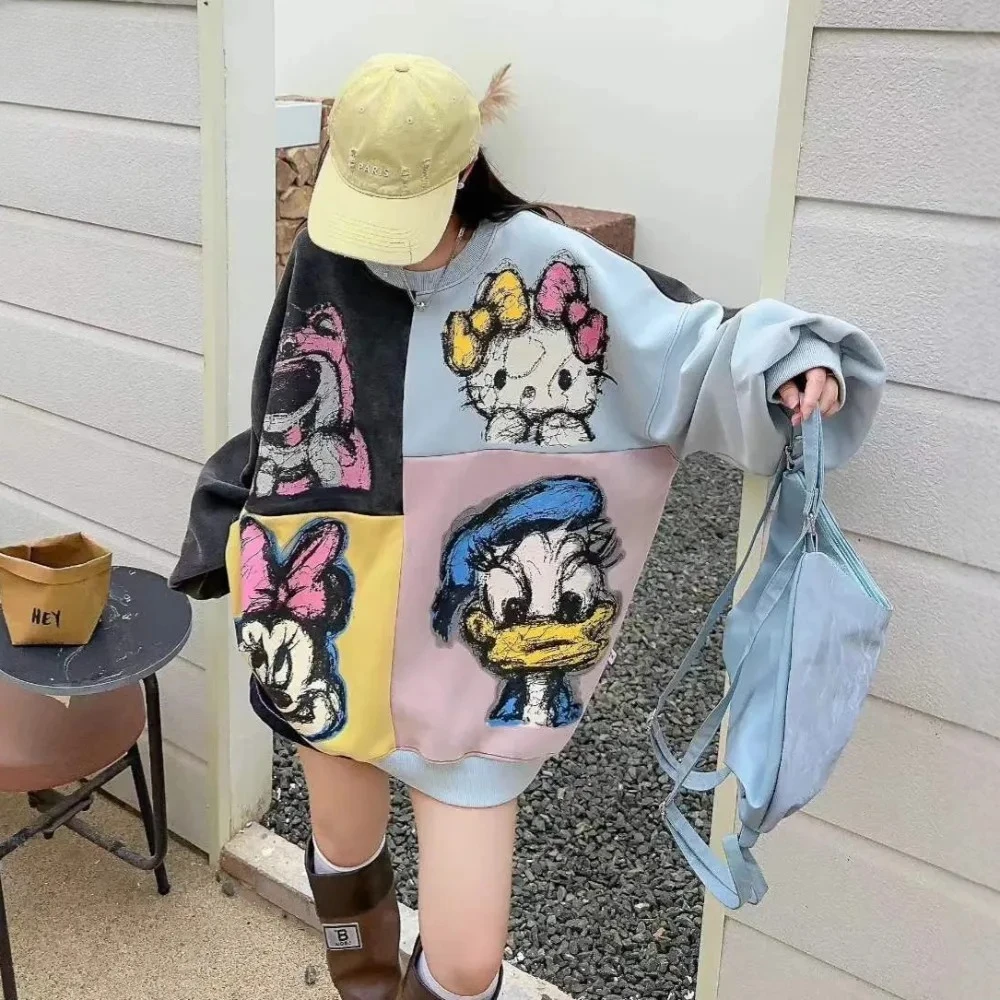New Women's Sweater Large Edition Color Insert Splicing Printed Cartoon Sweater Women's Loose Casual Lazy Top
New Women's Sweater Large Edition Color Insert Splicing Printed Cartoon Sweater Women's Loose Casual Lazy Top