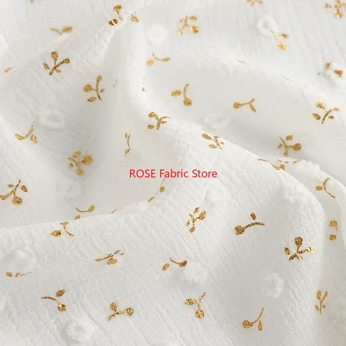 Gold Cherry Bronzing White Chiffon Fabric Polka Dot Jacquard Pleated Fabric For Summer Blouse, Lace Top, Toddle Dress, Shirt
Gold Cherry Bronzing White Chiffon Fabric Polka Dot Jacquard Pleated Fabric For Summer Blouse, Lace Top, Toddle Dress, Shirt