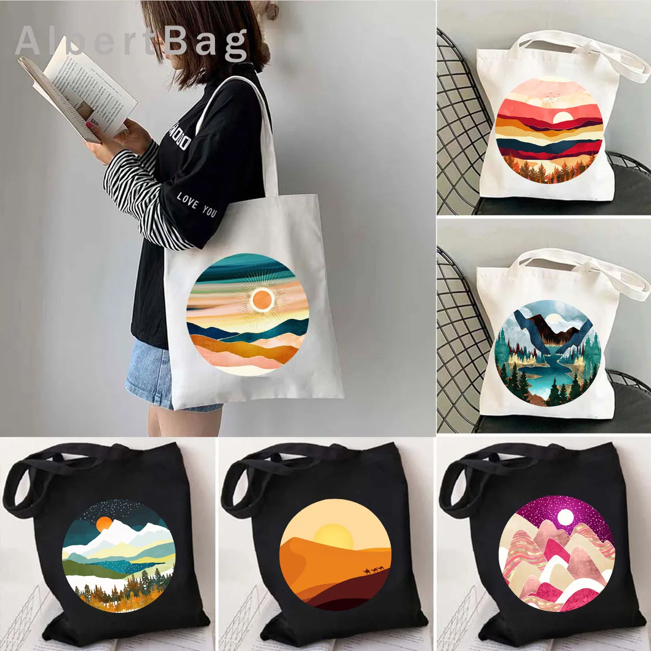 Landscape Forest Mountain Sunset Sunrise Lake River Moon Valley Canvas Shoulder Books Cotton Tote Bag Shopper Eco Casual Handbag
Landscape Forest Mountain Sunset Sunrise Lake River Moon Valley Canvas Shoulder Books Cotton Tote Bag Shopper Eco Casual Handbag