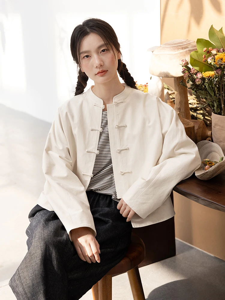 New Le Collection Cotton Wood Cotton Blend Retro White Diagonal Spring New Chinese Sle Button up Jaet Top Women's Faion
New Le Collection Cotton Wood Cotton Blend Retro White Diagonal Spring New Chinese Sle Button up Jaet Top Women's Faion