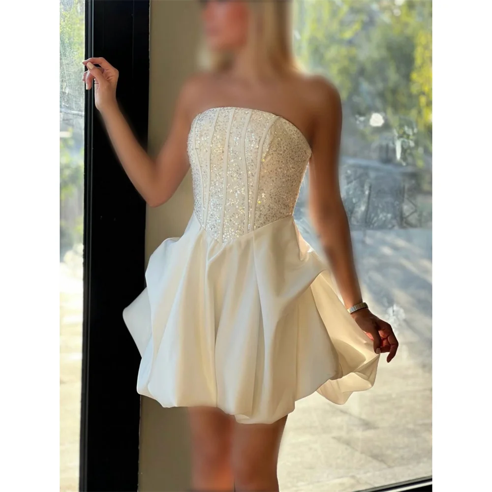 Lorrtta Sequin Strapless white A-Line Sequined Corset Premium Designer Beautiful Evening Dress 2026 Prom Dress Customized
Lorrtta Sequin Strapless white A-Line Sequined Corset Premium Designer Beautiful Evening Dress 2026 Prom Dress Customized