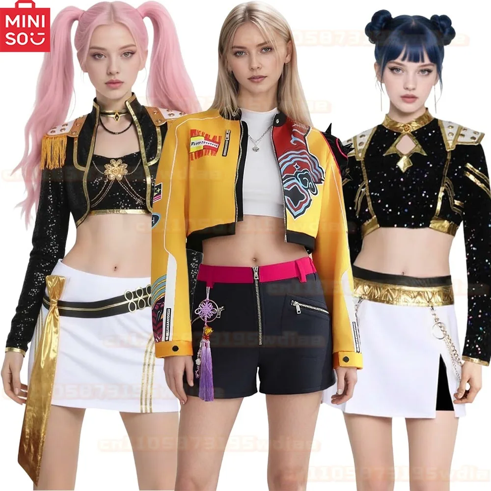 KPOP Demon Hunters Black White Style Golden Rumi Zoey Mira Hoodie Cosplay Costume Set Wigs Stage Outfit Halloween Party Suits
KPOP Demon Hunters Black White Style Golden Rumi Zoey Mira Hoodie Cosplay Costume Set Wigs Stage Outfit Halloween Party Suits