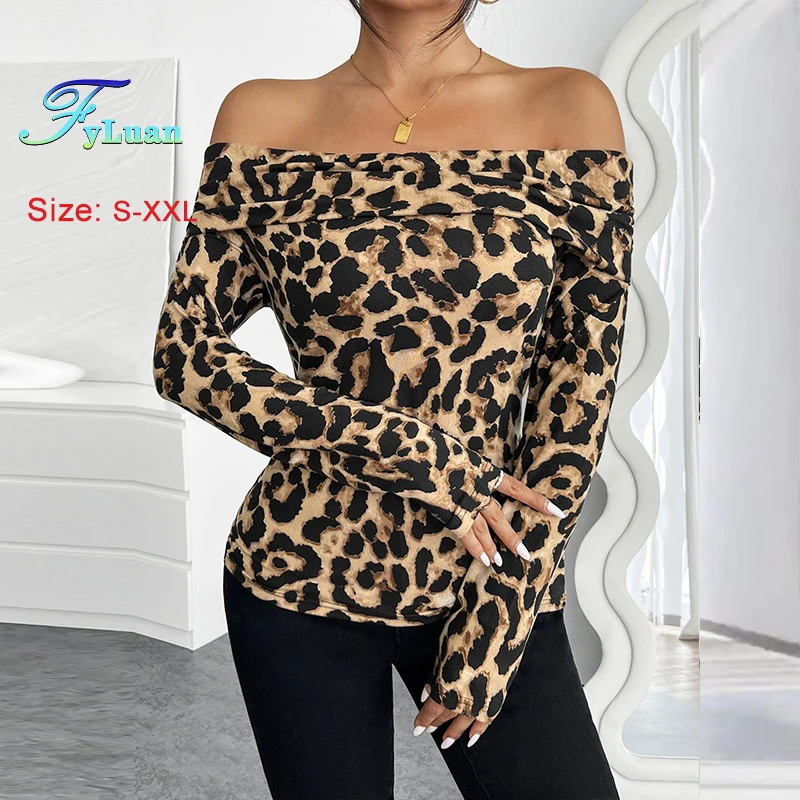 2025 Spring Summer New Women Leopard Print T-Shirt Sexy Boat Neck Off The Shoulder Long Sleeve Top Fashion Temperament Pullover
2025 Spring Summer New Women Leopard Print T-Shirt Sexy Boat Neck Off The Shoulder Long Sleeve Top Fashion Temperament Pullover