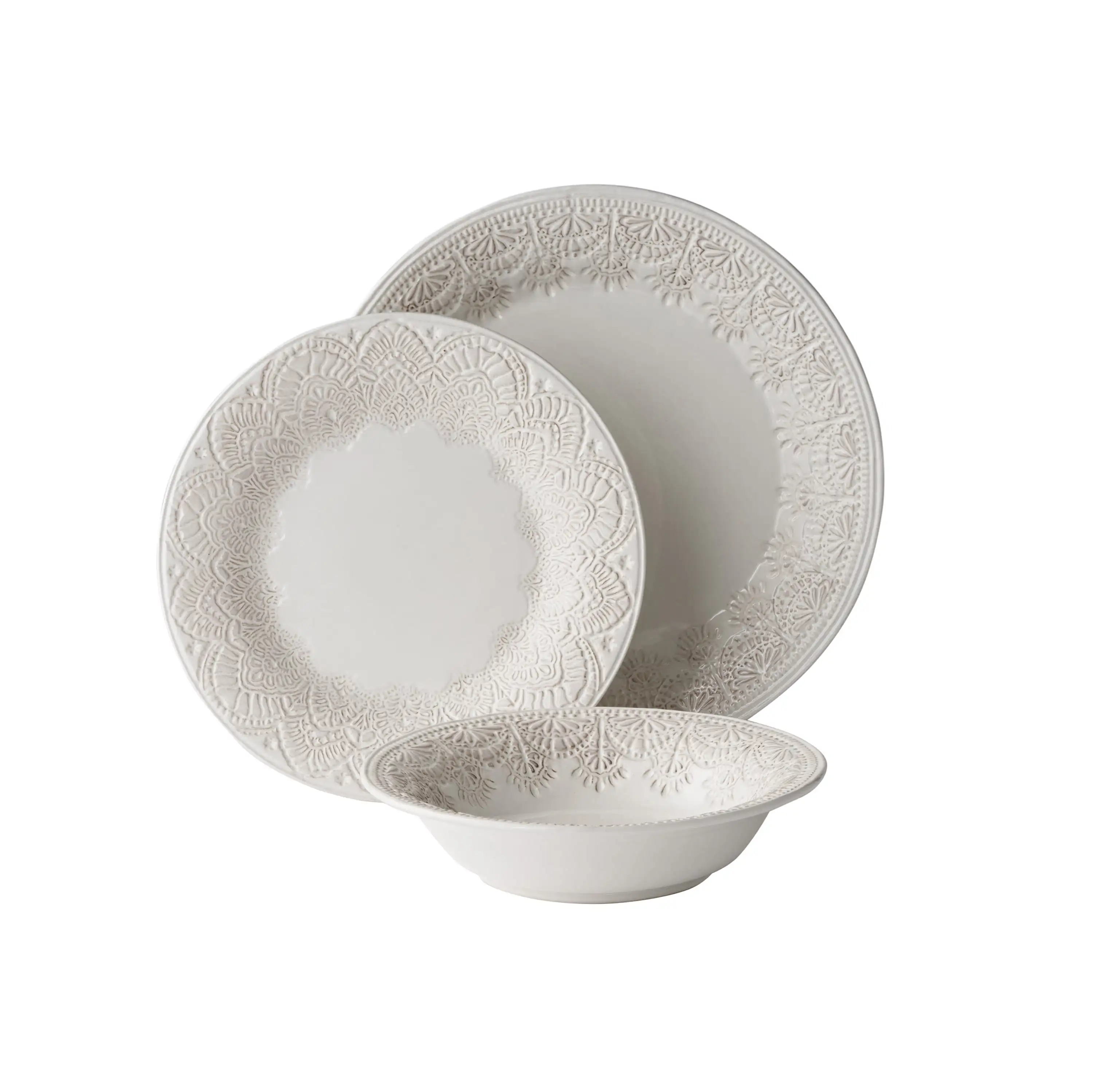 Vintage lace ceramic dinnerware set with 12 pieces and linen-inspired design
Vintage lace ceramic dinnerware set with 12 pieces and linen-inspired design