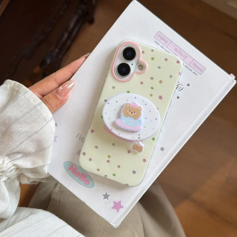 Korean Color Polka Dots Cute Bear Phone Case For iPhone 17 Pro 16 15 14 Pro Max Cover with Stand Shockproof Kawaii Cases For Gir
Korean Color Polka Dots Cute Bear Phone Case For iPhone 17 Pro 16 15 14 Pro Max Cover with Stand Shockproof Kawaii Cases For Gir