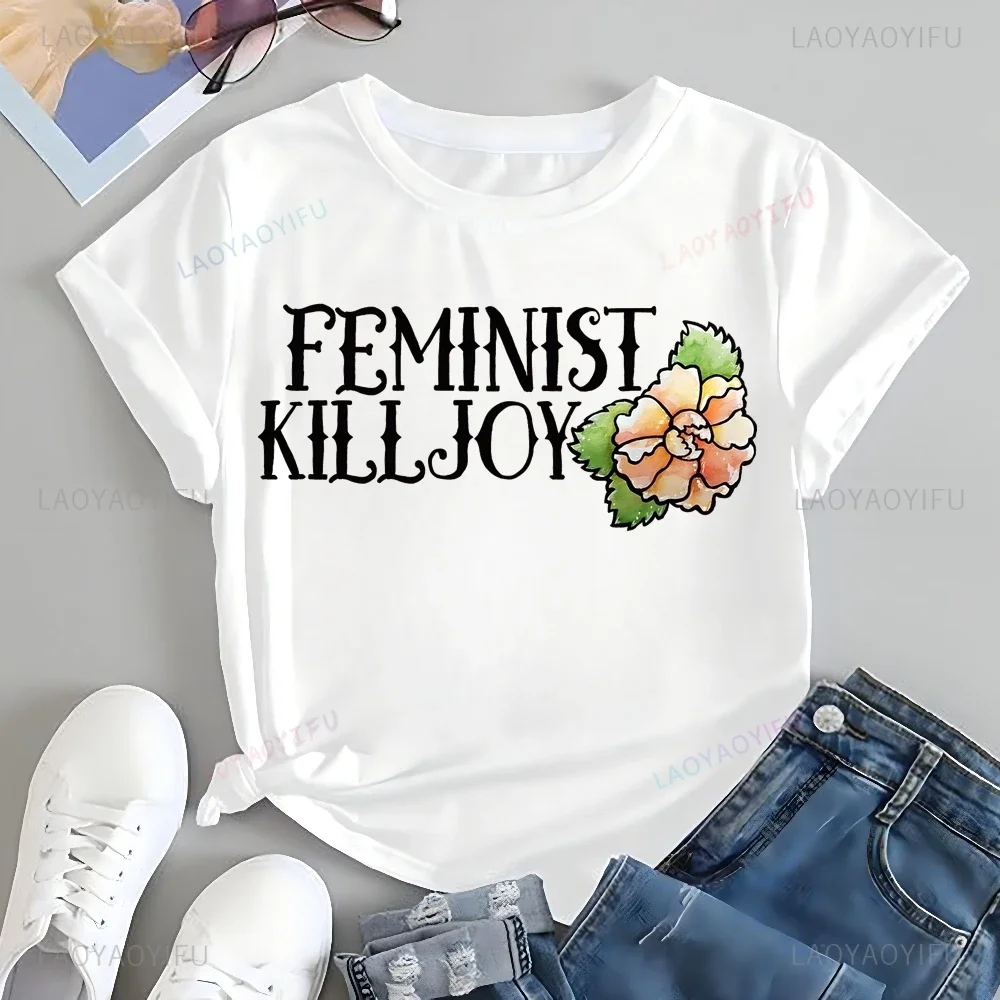 Феминистская футболка с принтом Killjoy, нейтральный тренд, рубашка унисекс с короткими рукавами в стиле Харадзюку, большая футболка с графическим рисунком
Феминистская футболка с принтом Killjoy, нейтральный тренд, рубашка унисекс с короткими рукавами в стиле Харадзюку, большая футболка с графическим рисунком