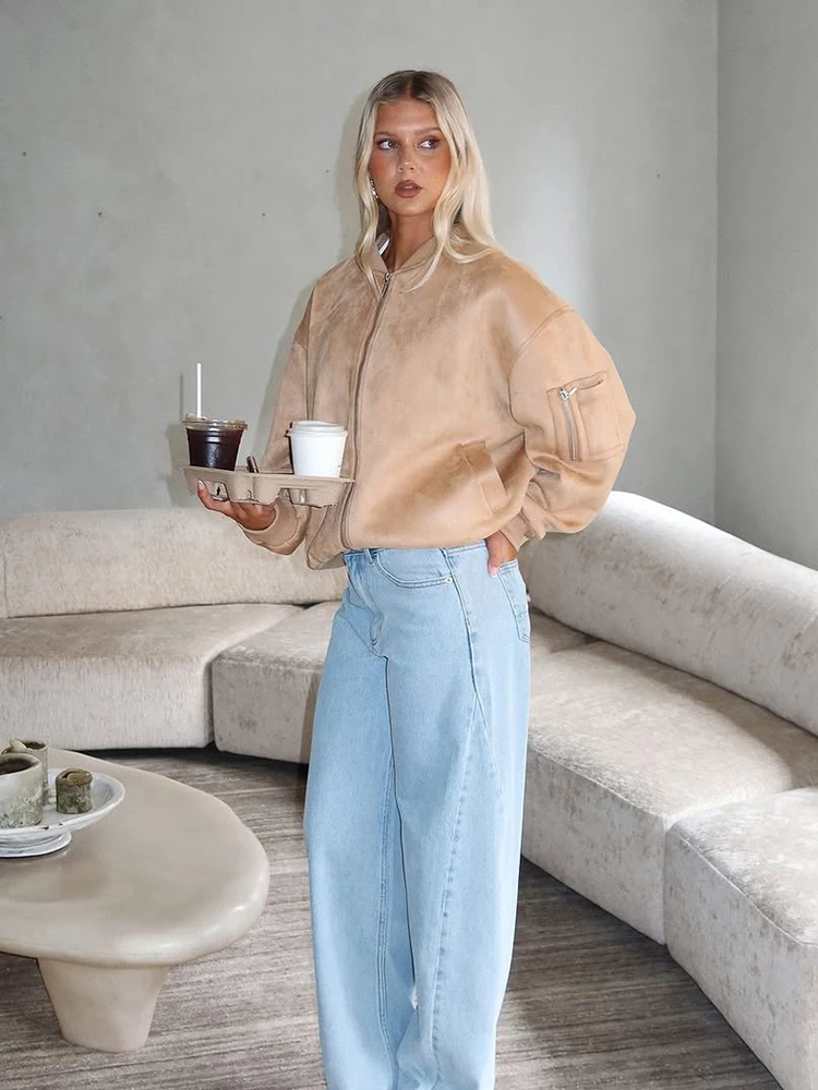 Верблюжьее пальто на молнии с круглым вырезом, женское пальто с короткими рукавами и эластичными манжетами, свободная куртка 2025 г., модные повседневные пальто для поездок на работу
Верблюжьее пальто на молнии с круглым вырезом, женское пальто с короткими рукавами и эластичными манжетами, свободная куртка 2025 г., модные повседневные пальто для поездок на работу