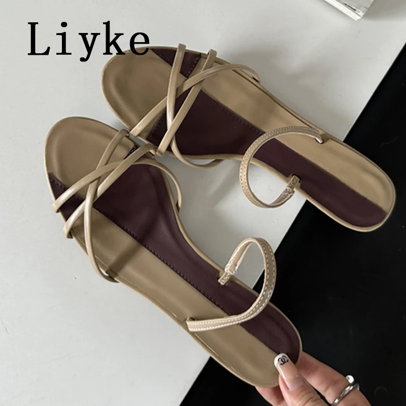 Liyke Cozy Leather Narrow Band Round Toe Slip On Back Strap Sandals Women Low Thin Heels Shoes Casual Gladiator Sandalias Mujer
Liyke Cozy Leather Narrow Band Round Toe Slip On Back Strap Sandals Women Low Thin Heels Shoes Casual Gladiator Sandalias Mujer