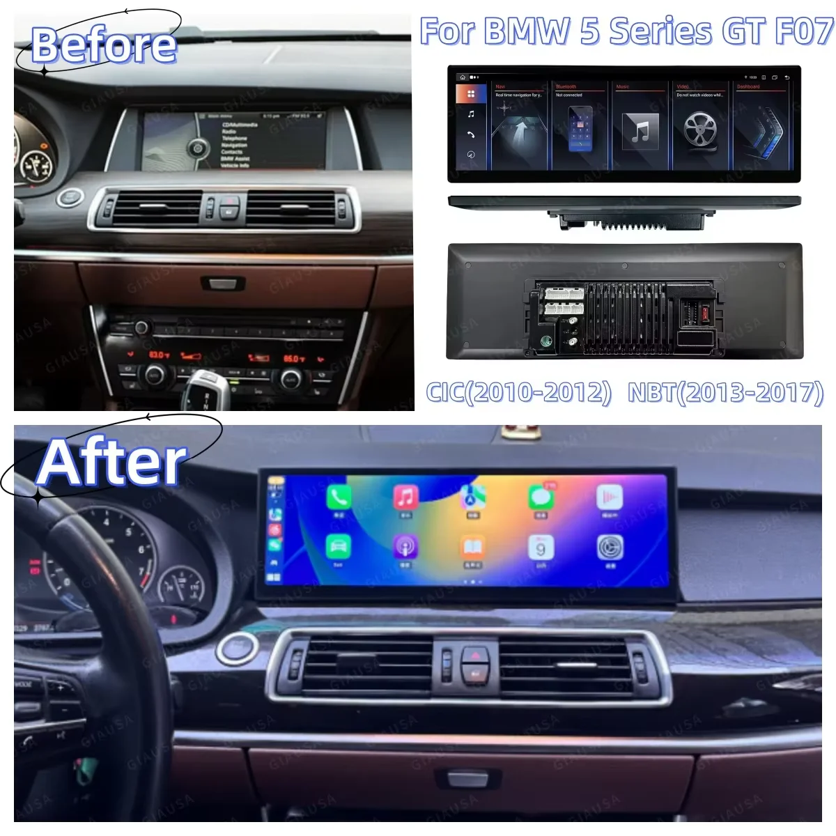 Android 13.0 Car Radio 14.9 Inches For BMW 5 Series GT F07 2011 -2018 CIC NBT System Multimedia Player GPS Navigation CarPlay
Android 13.0 Car Radio 14.9 Inches For BMW 5 Series GT F07 2011 -2018 CIC NBT System Multimedia Player GPS Navigation CarPlay