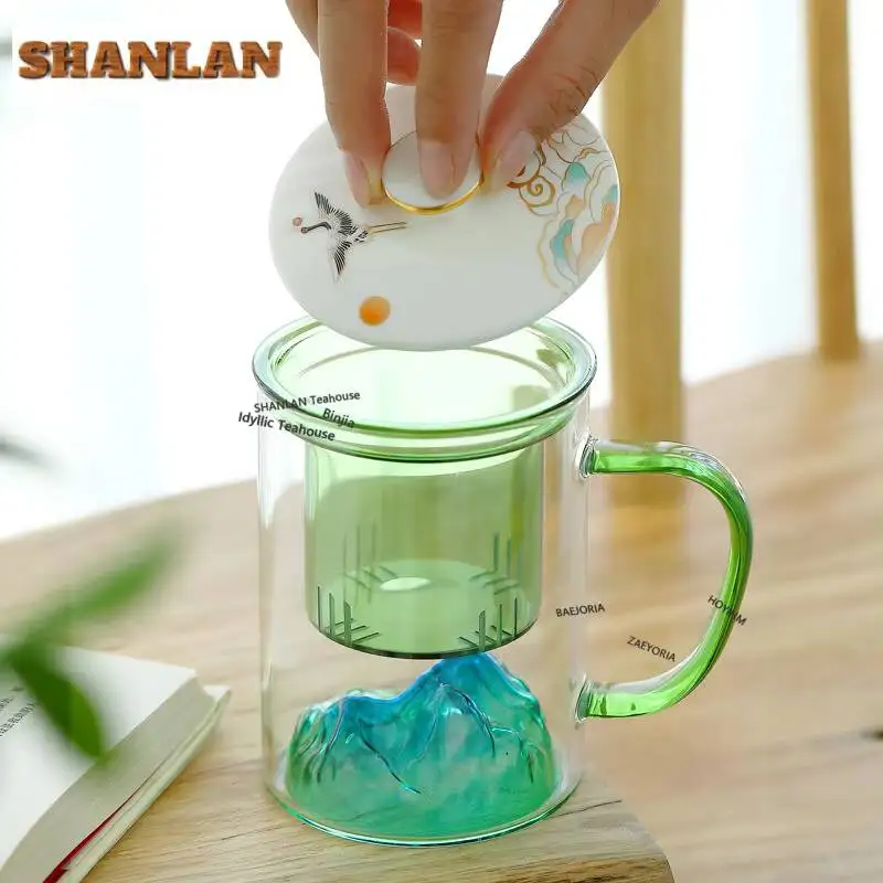 410ml Green Mountains Glass Filter Tea Separator Cup Ancient Water Separation Tea Mug With Infuser Tea Making Office Water Cup
410ml Green Mountains Glass Filter Tea Separator Cup Ancient Water Separation Tea Mug With Infuser Tea Making Office Water Cup