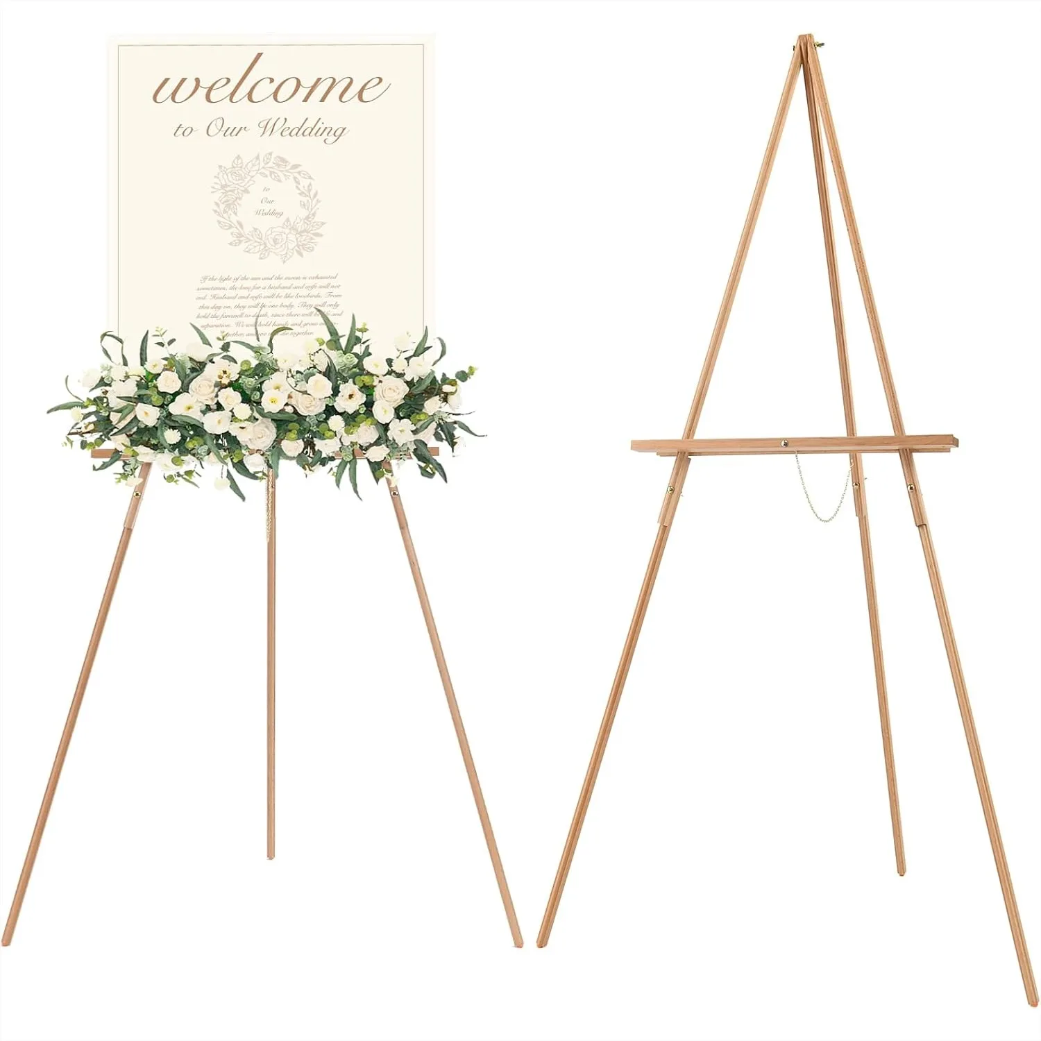 Wooden Easel Stand for Display: Tripod Stand for Posters, Paintings, Wedding Sign Holder, 64"
Wooden Easel Stand for Display: Tripod Stand for Posters, Paintings, Wedding Sign Holder, 64"