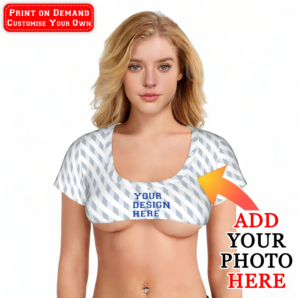 Customise Sexy Cropped Mini T-shirt Summer Y2k Personalized Images and Text Women's Tops Clothes Party, Valentine's Day Gifts
Customise Sexy Cropped Mini T-shirt Summer Y2k Personalized Images and Text Women's Tops Clothes Party, Valentine's Day Gifts