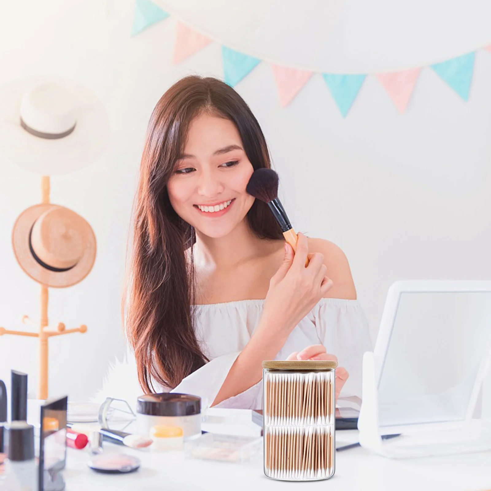 2Pcs Glass Jars Bamboo Lid Cotton Swab Holders Clear Storage Organizer Bathroom Vanity Multifunctional Dispensers
2Pcs Glass Jars Bamboo Lid Cotton Swab Holders Clear Storage Organizer Bathroom Vanity Multifunctional Dispensers