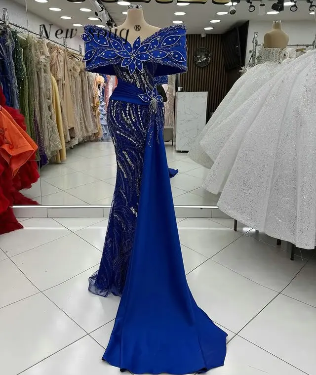 Formal Royal Blue Off the Shoulder Mermaid Evening Dresses 2026 Customized Crystals Beaded Long Prom Night Party Gowns
Formal Royal Blue Off the Shoulder Mermaid Evening Dresses 2026 Customized Crystals Beaded Long Prom Night Party Gowns