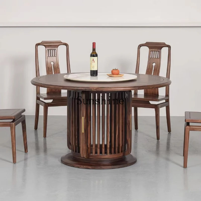 New Chinese-style solid wood dining table and chair size apartment restaurant villa light luxury turntable round table
New Chinese-style solid wood dining table and chair size apartment restaurant villa light luxury turntable round table