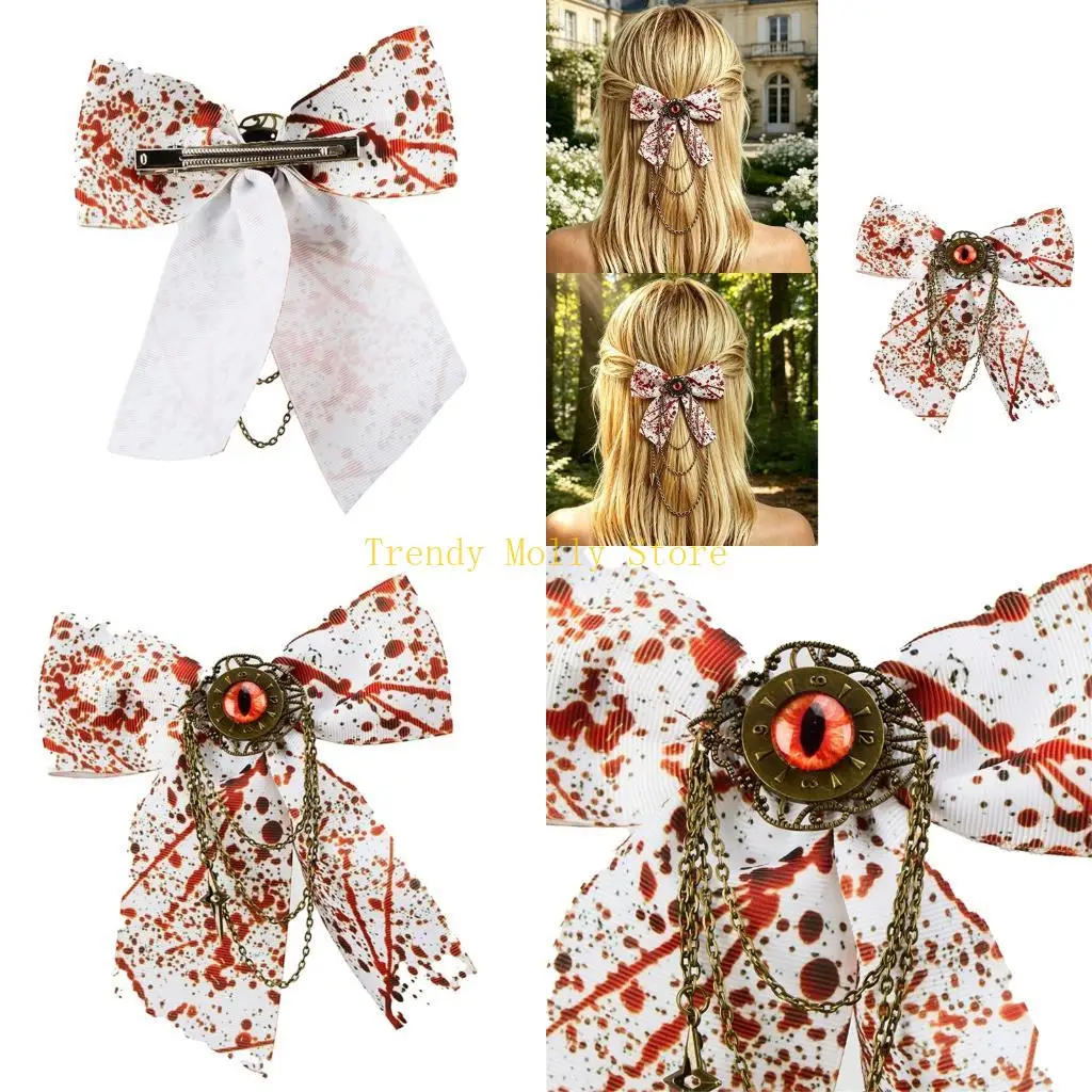 N5KB Horror Bloody Fabric Hair Bowknot 3D Accent Hairpin Headwear For Costume Parties And Role Play
N5KB Horror Bloody Fabric Hair Bowknot 3D Accent Hairpin Headwear For Costume Parties And Role Play