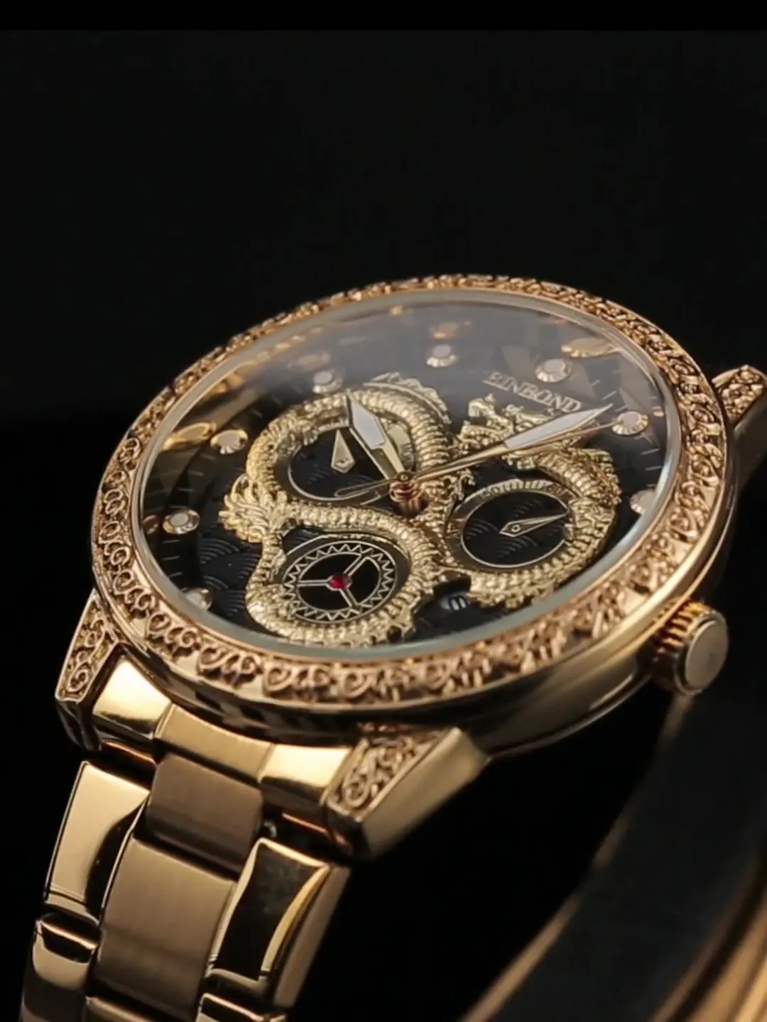 AL-131Золотые часы с тиснением дракона, мужские часы, мужские водонепроницаемые кварцевые часы с тремя глазами дракона, светящиеся
AL-131Золотые часы с тиснением дракона, мужские часы, мужские водонепроницаемые кварцевые часы с тремя глазами дракона, светящиеся