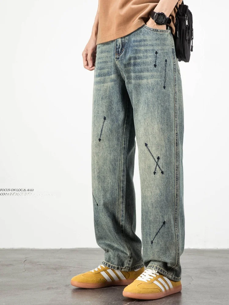 Retro American Embroidered Jeans Men's 2025 New Versatile Haome Straight Loose Casual Waed Long Pants Youth Trend
Retro American Embroidered Jeans Men's 2025 New Versatile Haome Straight Loose Casual Waed Long Pants Youth Trend