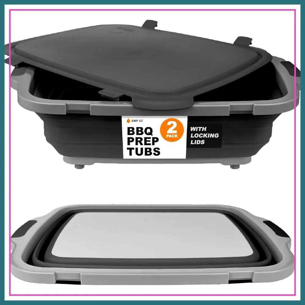 Collapsible BBQ Prep Tubs 2-Piece Set - Meal Prep, Marinating, Food Storage - Includes Cutting Board & Lid - XL Black
Collapsible BBQ Prep Tubs 2-Piece Set - Meal Prep, Marinating, Food Storage - Includes Cutting Board & Lid - XL Black