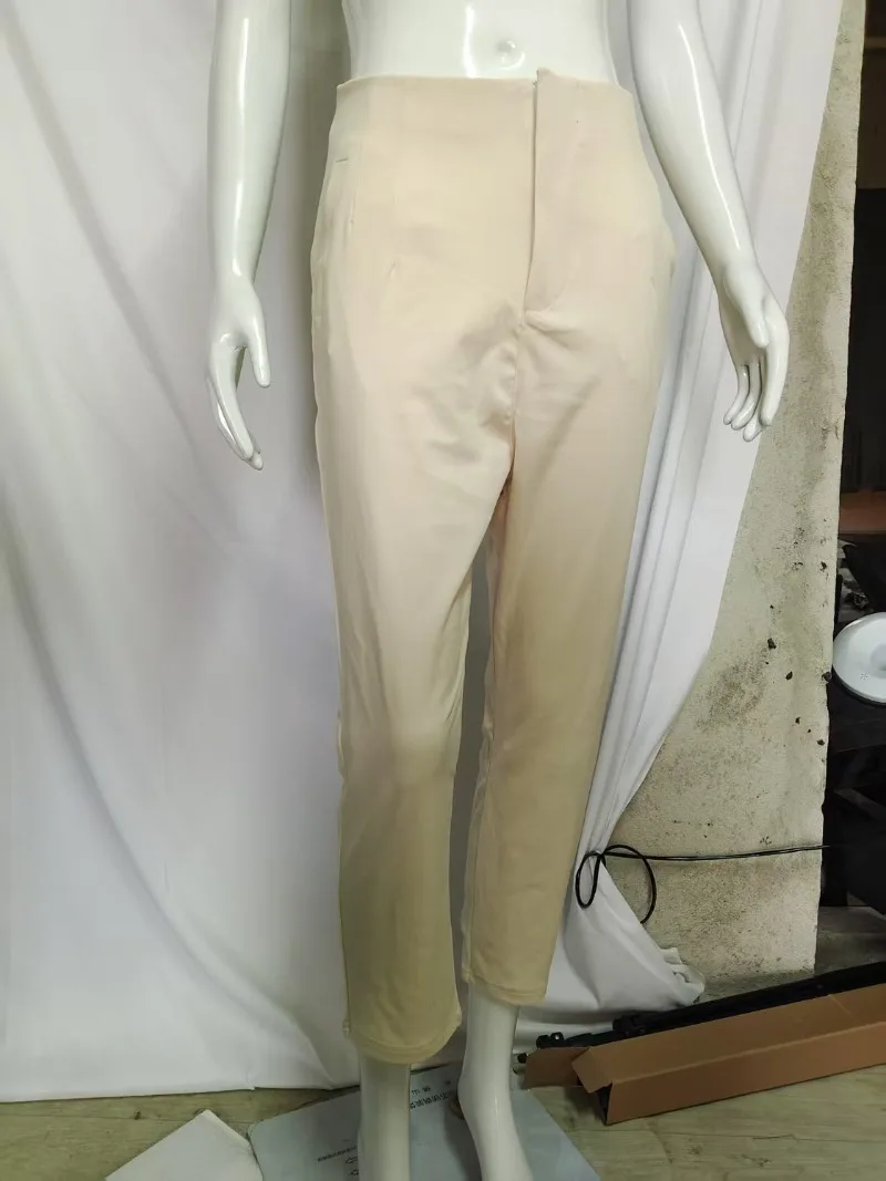 Women Pants High Waist Solid Pockets Pencil Pants Ankle Length Slim Fit Office Lady Zipper Flat Summer 2026 Slight Strech 18 S60c6fdd2002341719cb022f25641d4431