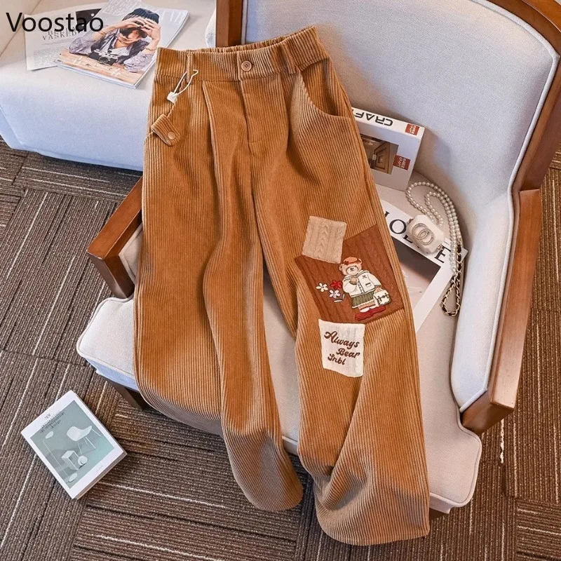 Kawaii Casual Lolita Corduroy Pants Japanese Women Cute Cartoon Bear Embroidery Wide Leg Pants Harajuku Girls Y2k Loose Trousers
Kawaii Casual Lolita Corduroy Pants Japanese Women Cute Cartoon Bear Embroidery Wide Leg Pants Harajuku Girls Y2k Loose Trousers