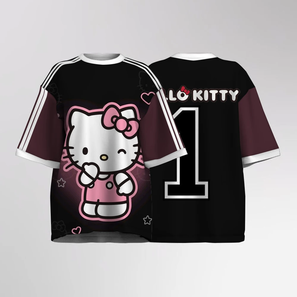 Женская футболка с v-образным вырезом и короткими рукавами с принтом Hello Kitty, футбольная спортивная одежда, повседневные уличные трикотажные изделия
Женская футболка с v-образным вырезом и короткими рукавами с принтом Hello Kitty, футбольная спортивная одежда, повседневные уличные трикотажные изделия 