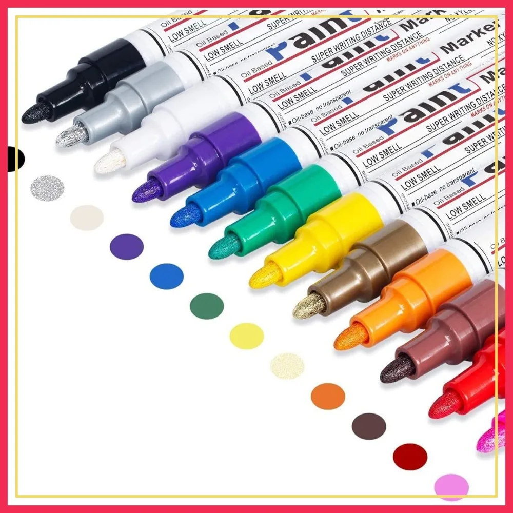12 Pack Oil Based Paint Pens, Quick-Dry Permanent Markers for Rock, Glass, Ceramic, Wood, Metal, Mugs, Plastic, Stone
12 Pack Oil Based Paint Pens, Quick-Dry Permanent Markers for Rock, Glass, Ceramic, Wood, Metal, Mugs, Plastic, Stone