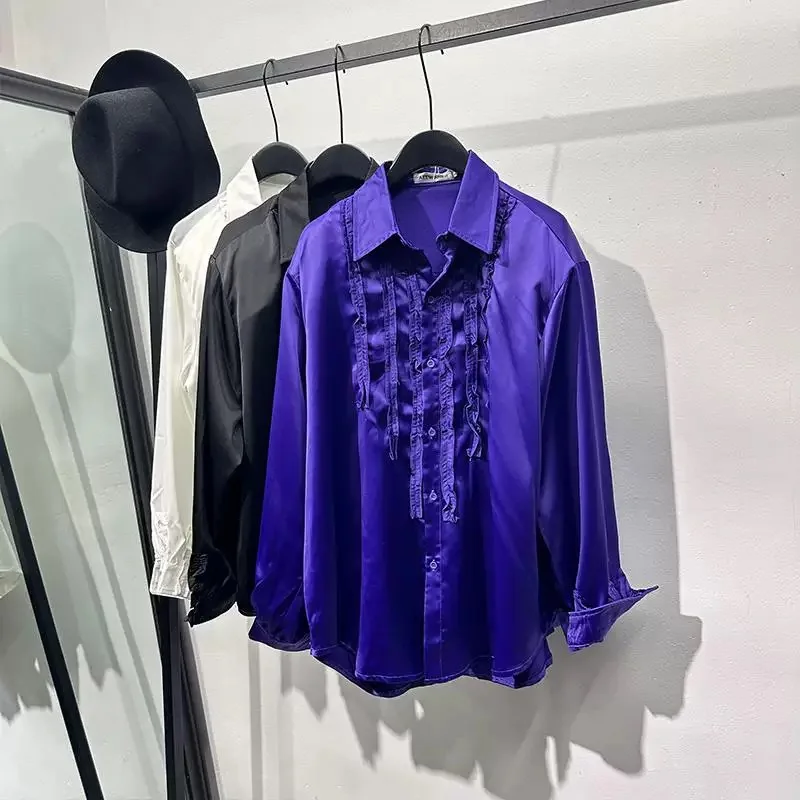 Men Satin Style Palace Ruffled Edge French Vintage Fashion Loose Casual Long Sleeve Party Dress Shirts Man Korean Blouses
Men Satin Style Palace Ruffled Edge French Vintage Fashion Loose Casual Long Sleeve Party Dress Shirts Man Korean Blouses