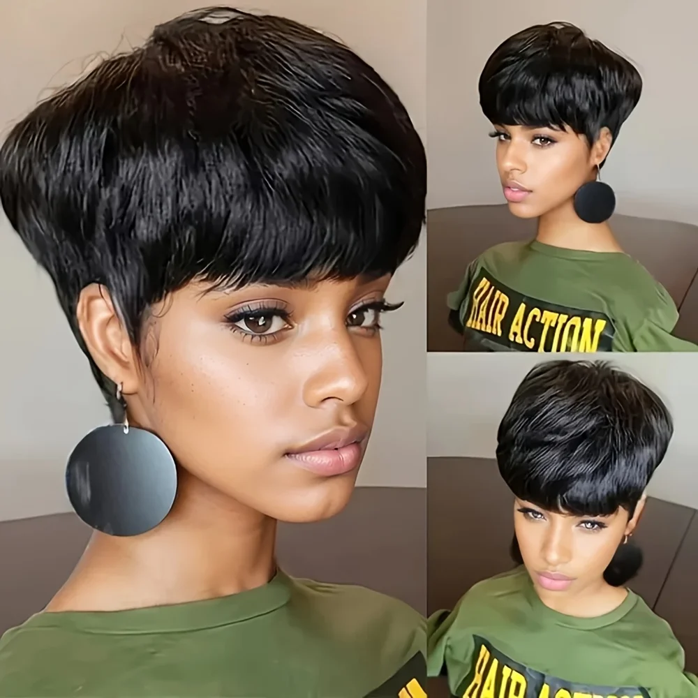 Парик из прямых волос, парик с стрижкой пикси, короткие прямые парики из натуральных волос для женщин, парик машинного производства
Парик из прямых волос, парик с стрижкой пикси, короткие прямые парики из натуральных волос для женщин, парик машинного производства