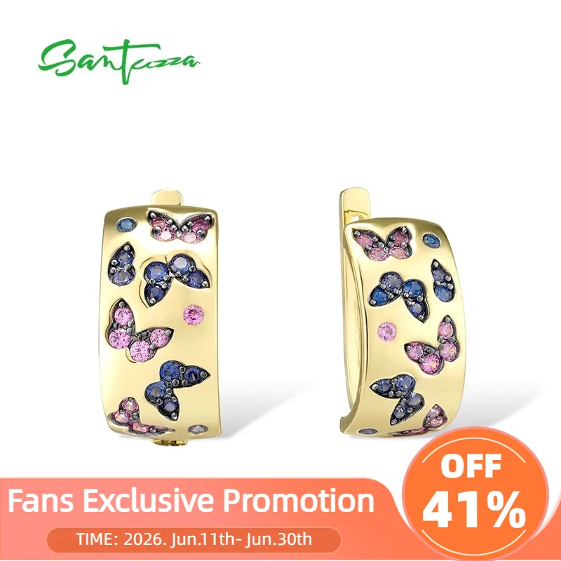 SANTUZZA Real 925 Sterling Silver Earrings For Women Sparkling Blue&Pink Butterfly Innovative Wedding Engagement Fine Jewelry
SANTUZZA Real 925 Sterling Silver Earrings For Women Sparkling Blue&Pink Butterfly Innovative Wedding Engagement Fine Jewelry