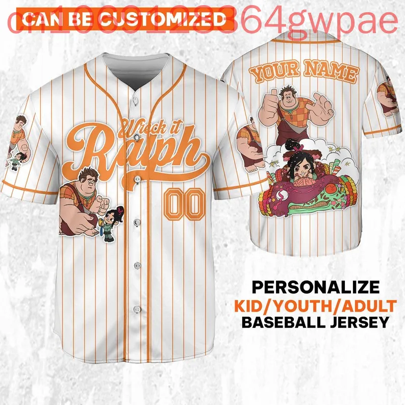 Custom Name Summer Disney Wreck It Ralph Baseball Jersey Men's Women's Kids Short Sleeve Baseball Shirts Casual Sports Outfits
Custom Name Summer Disney Wreck It Ralph Baseball Jersey Men's Women's Kids Short Sleeve Baseball Shirts Casual Sports Outfits