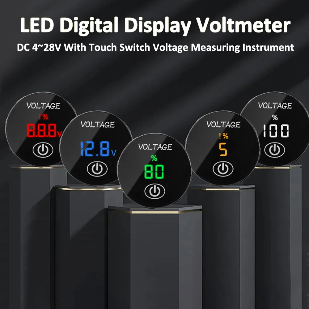 DC 4~28V Voltmeter Digital Display LED With Touch Switch Measure Voltage Indicator Detector Meter With Single Hole Panel Base
DC 4~28V Voltmeter Digital Display LED With Touch Switch Measure Voltage Indicator Detector Meter With Single Hole Panel Base