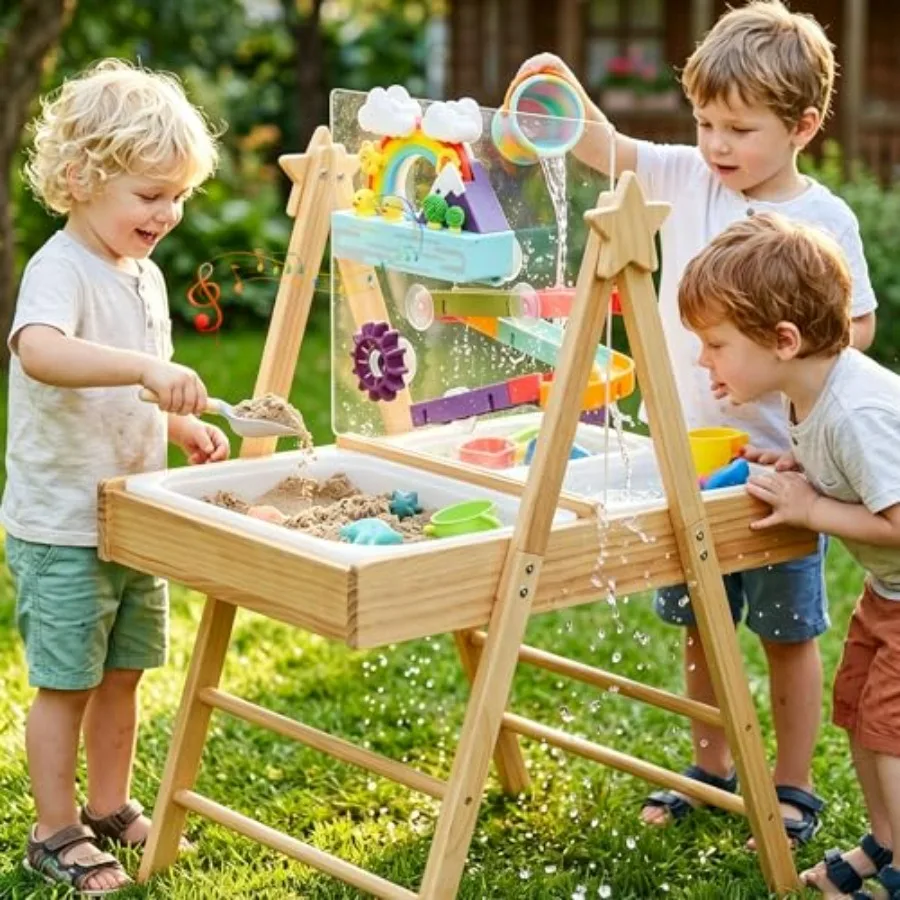 4-in-1 Sand and Water Table for Toddlers Acrylic Drawing Board, Dual-Zone Light-Up Sensory Table with Sound Race Track, Blue/Gr
4-in-1 Sand and Water Table for Toddlers Acrylic Drawing Board, Dual-Zone Light-Up Sensory Table with Sound Race Track, Blue/Gr