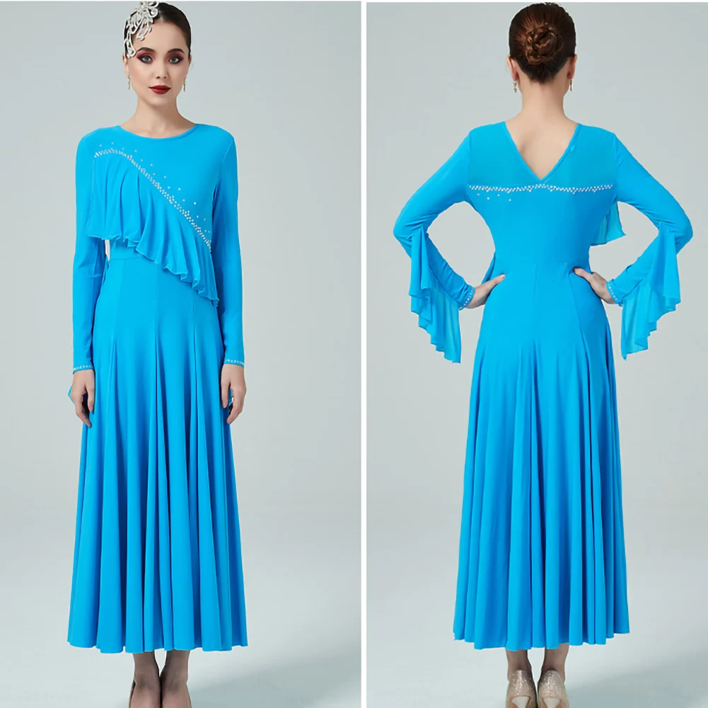 Waltz Competition Costume Crewneck Ballroom Dance Lake Blue Lotus Sleeve Floating Yarn Prom Dress Red Modern Performance Costume
Waltz Competition Costume Crewneck Ballroom Dance Lake Blue Lotus Sleeve Floating Yarn Prom Dress Red Modern Performance Costume