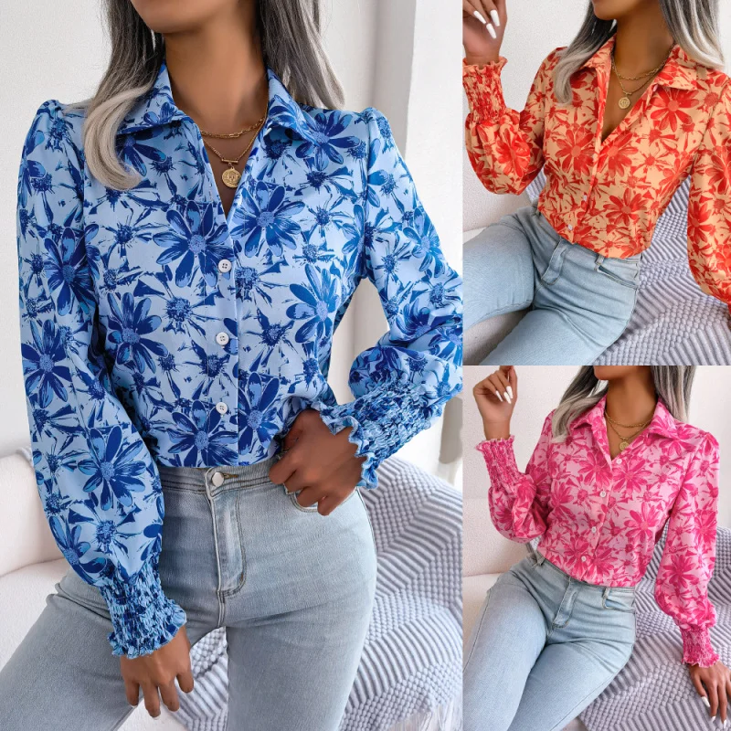 2025 Spring Summer European and American Casual Lantern Sleeve Color Block Floral Turn-down Collar Shirt C001
2025 Spring Summer European and American Casual Lantern Sleeve Color Block Floral Turn-down Collar Shirt C001
