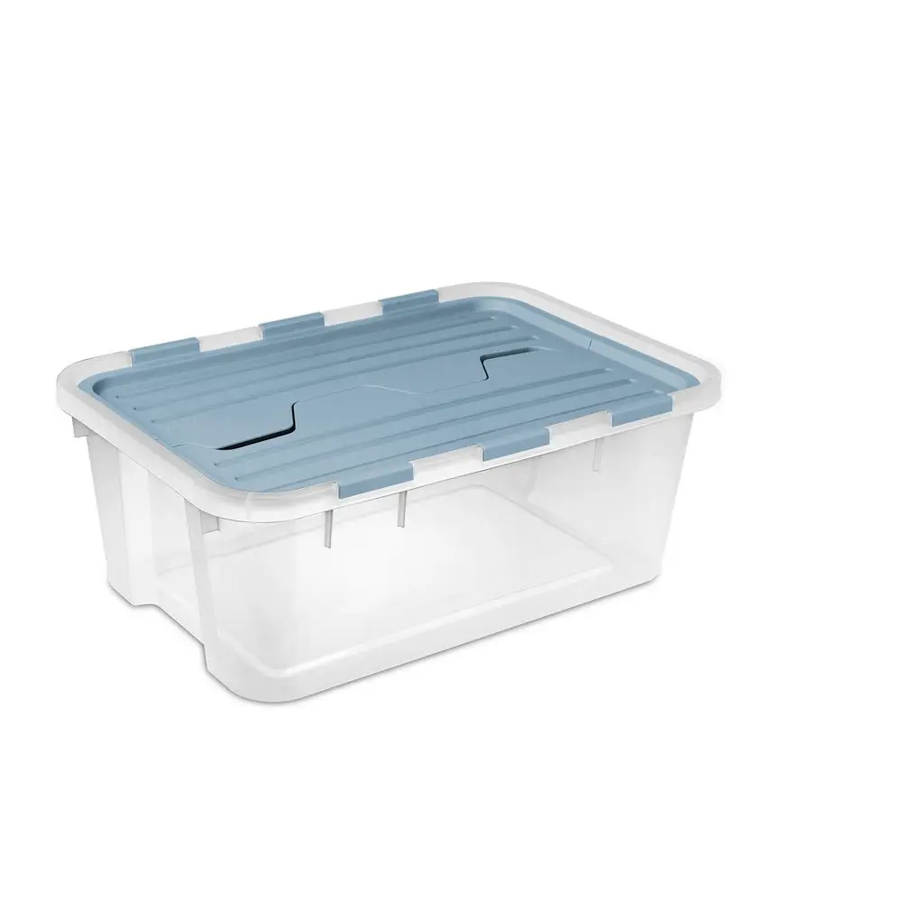 18 Pack Hinged Lid Storage Box, 40 Qt Plastic Container, Washed Blue Home Organizer Tote for Storing Shoes, Crafts, Clothing, o
18 Pack Hinged Lid Storage Box, 40 Qt Plastic Container, Washed Blue Home Organizer Tote for Storing Shoes, Crafts, Clothing, o