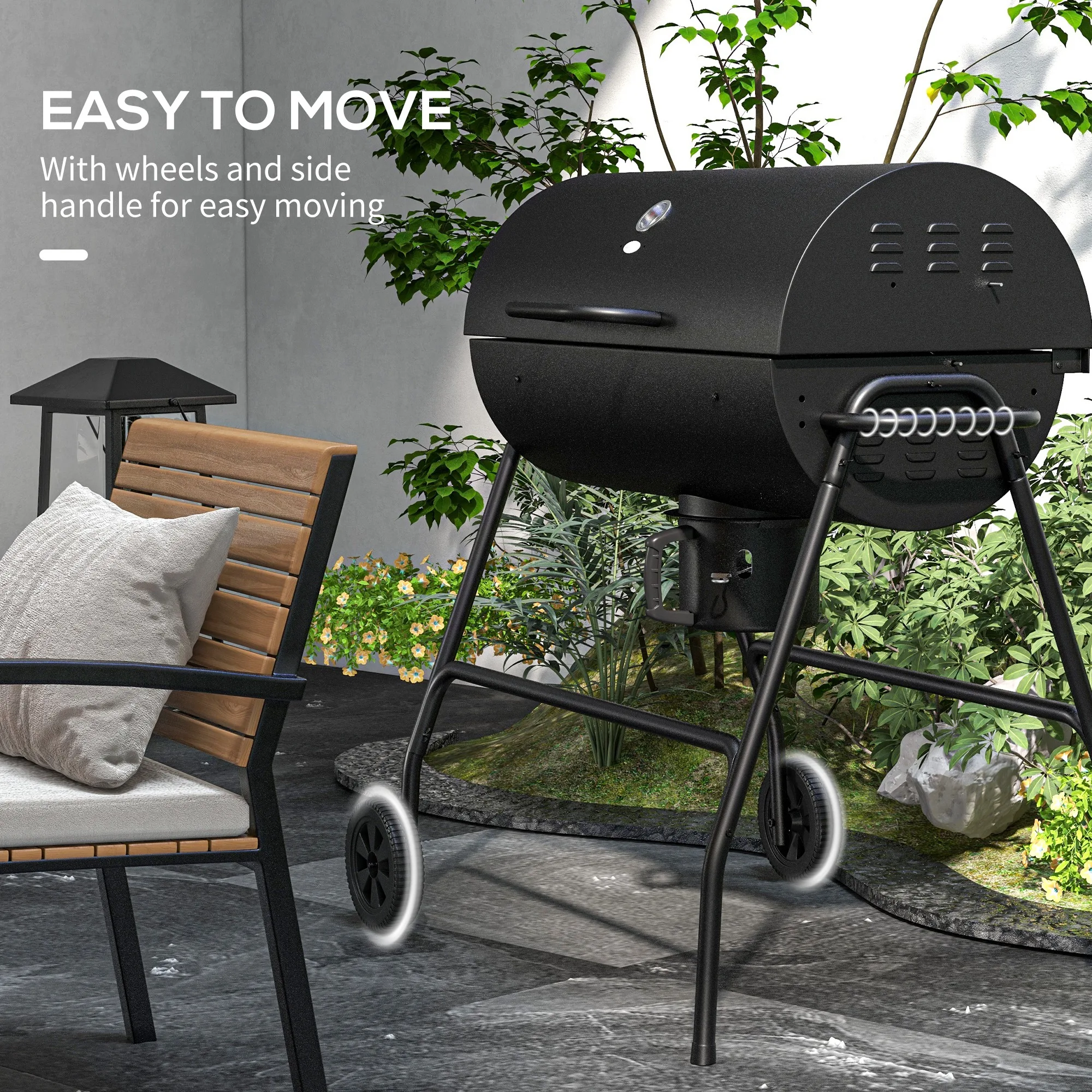 Outsunny Barrel Charcoal BBQ Grill with 420 sq.in. Cooking Area, Outdoor Barbecue with Wheels, Ash Catcher and Built-in Thermometer for Patio Picnic, Backyard Party
Outsunny Barrel Charcoal BBQ Grill with 420 sq.in. Cooking Area, Outdoor Barbecue with Wheels, Ash Catcher and Built-in Thermometer for Patio Picnic, Backyard Party
